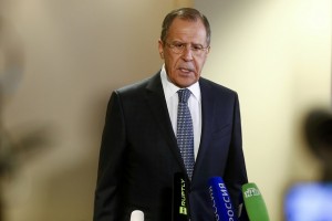 Russian Foreign Minister Sergei Lavrov addresses the media after a meeting with U.S. Secretary of State John Kerry at the airport in Zurich, Switzerland, January 20, 2016. REUTERS/Arnd Wiegmann