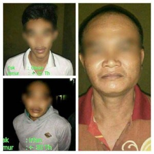 foto:Wajah tiga tahanan yang melarikan diri dari Polsek Pasirpenyu.