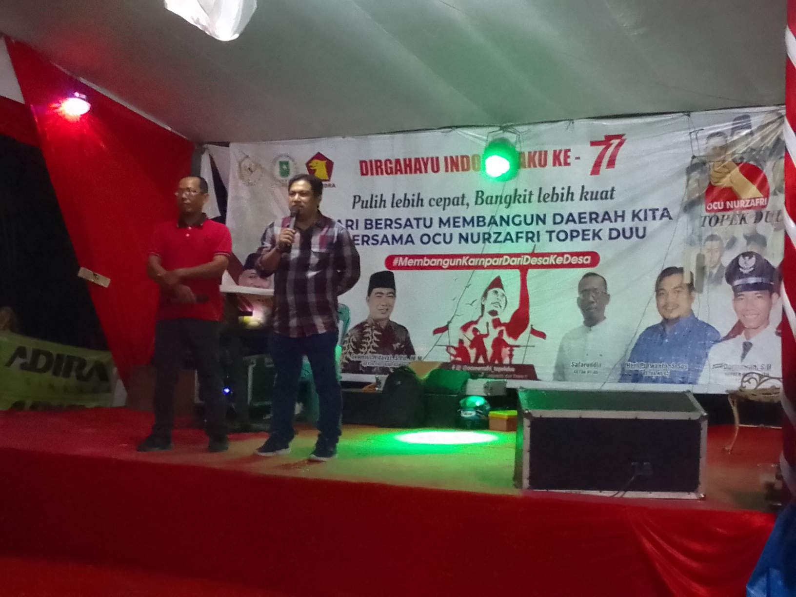 Sambutan Ketua RT 03, 05 pada acara malam puncak HUT RI Ke-77 Perumahan Kualu Berkah Indah