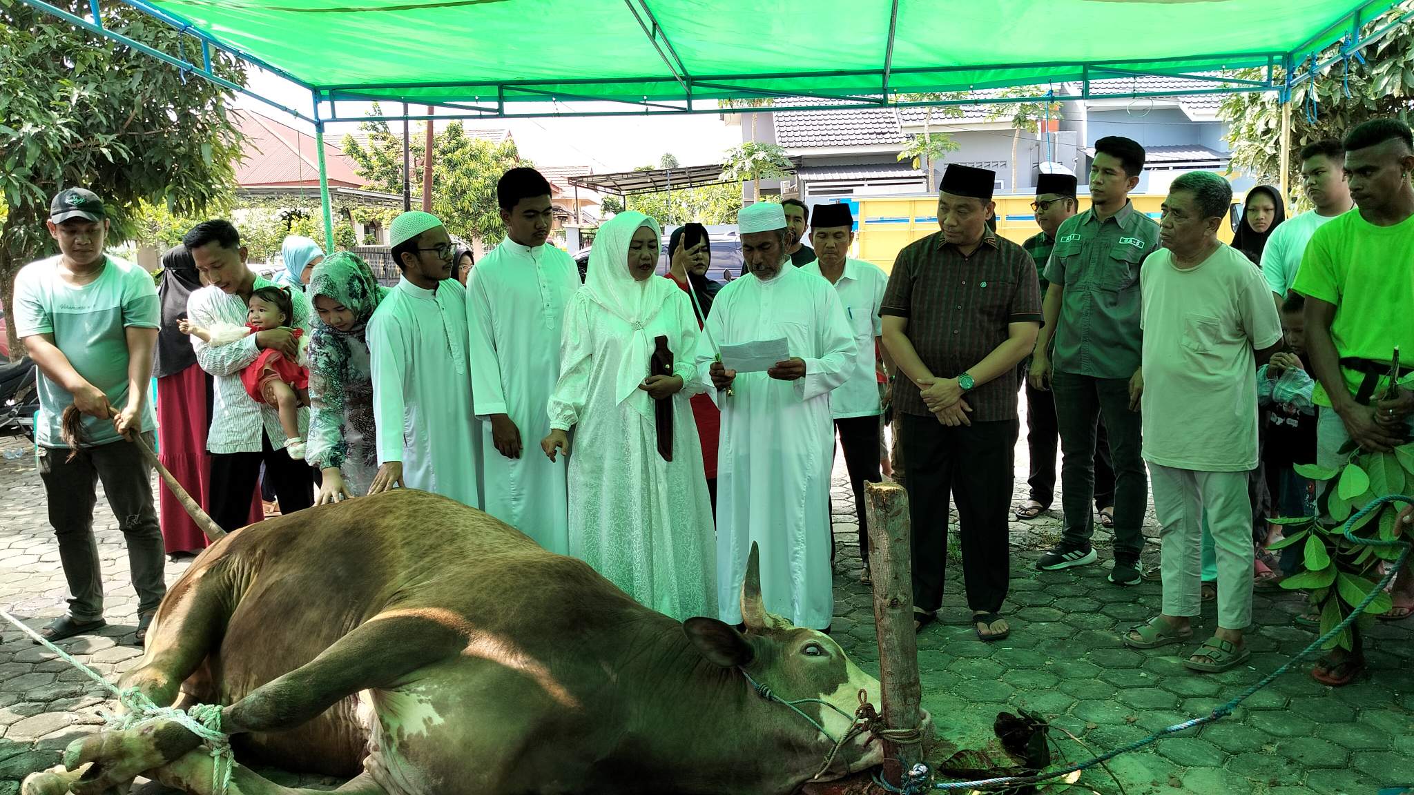 Wakil Walikota Pekanbaru, Markarius Anwar hadiri pemotongan hewan kurban H Fathullah sekeluarga