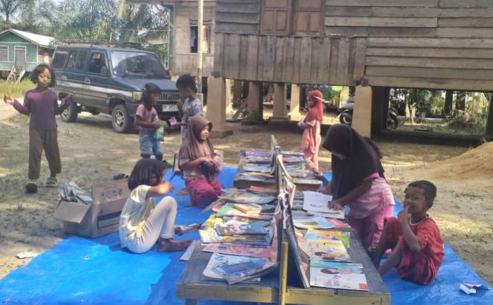Rumah Baca Datuk Sati Diraja Rantaubaru Kabupaten Pelalawan kembali menggelar kegiatan literasi Sabtu Ceria Bersama Buku pada Sabtu (31/1/2026).